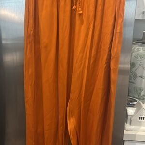 Silk viscose pant orange